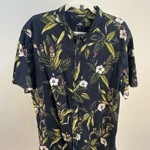 O'Neill Men's Tropical Print Shirt - Black and Green